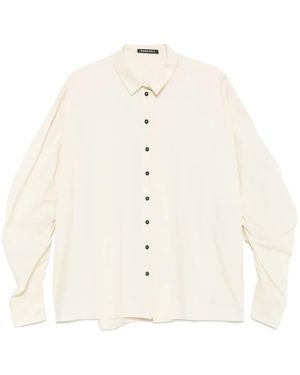 Rundholz Button-down-Hemd mit Puffärmeln - Weiß