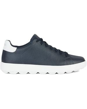 Geox Spherica Ecub-1 Leather Lace-Up Sneakers - Bleu