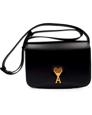 Ami Paris Ami De Coeur Leather Shoulder Bag - Black