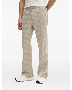 Guess Monogram-Pattern Side-Stripe Track Trousers - Natural