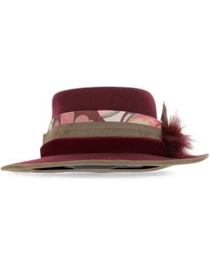 ALEXIA ALVAREZ DE TOLEDO Sombrero Fedora De Fieltro Con Detalle De Plumas - Marrón