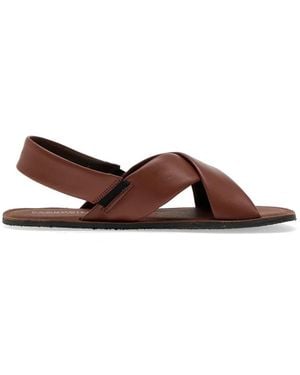 Groundies Crossover-Strap Slingback Sandals - Brown
