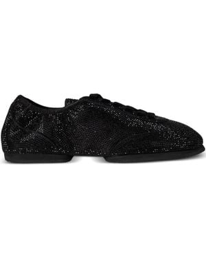 Polo Ralph Lauren Crystal-Embellished Lace-Up Trainers - Black