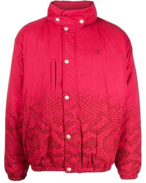 ICECREAM Snakeskin-Print Padded Jacket - Red