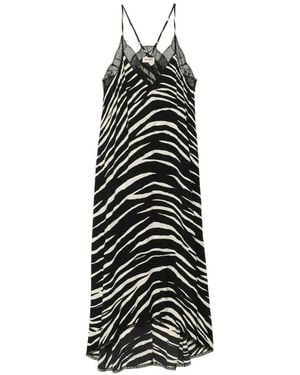 Zadig & Voltaire Zebra-Print Lace-Trim Dress - White