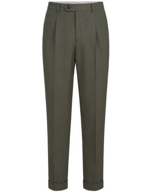 Brunello Cucinelli Virgin Wool Canvas Trousers With Pleat - Green