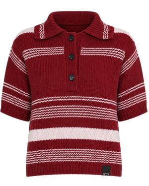N°21 Striped Short-Sleeve Sweater - Red
