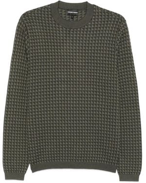 Emporio Armani Logo-Jacquard Wool Sweater - Green