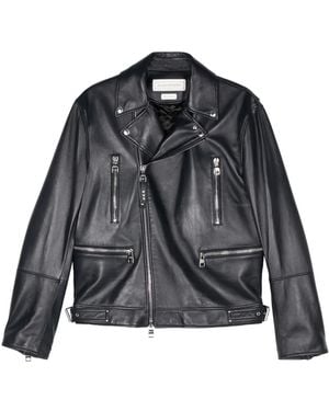 McQueen Bikerjacke Aus Leder - Schwarz