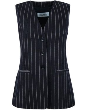 Max Mara Gilet Riccio Gessato - Blu