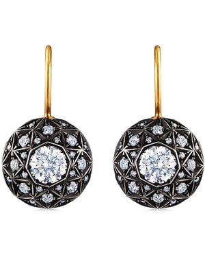 Fred Leighton Pendientes En Oro Amarillo De 18Kt Y Plata Con Diamantes - Blanco