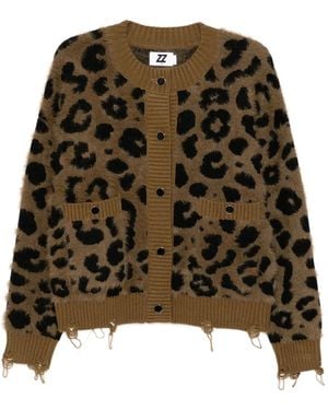 Izzue Cardigan Con Effetto Vissuto - Verde