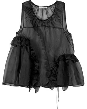 Cecilie Bahnsen Ruffled Organza Orsalina Top - Black