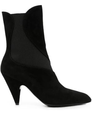 Sergio Rossi Botines Con Puntera En Punta Y Apliques De Malla - Negro