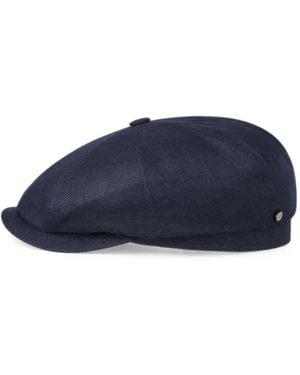 Stetson Herringbone Wool Flat Cap - Blue
