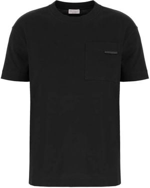 Brunello Cucinelli Camiseta Con Detalle De Bolsillo - Negro