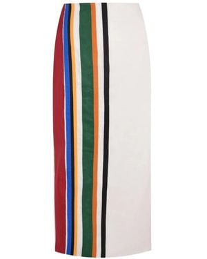 Cala De La Cruz Lima Appliqué-Stripe Pencil Skirt - White