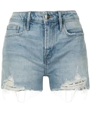FRAME Distressed Denim Shorts - Blue