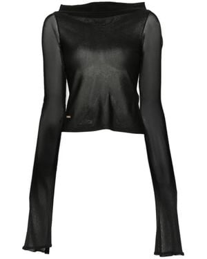 Cult Gaia Haut Andarna À Manches Fendues Et Col Bénitier - Black