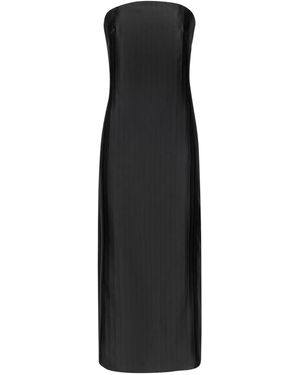 Loulou de Saison Giulia Striped Bustier Midi Dress - Black