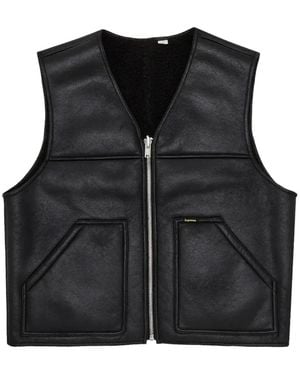 Supreme Reversible Faux-Shearling Vest - Black