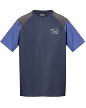 EA7 Colour-Block Raglan-Sleeve T-Shirt - Blue