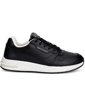 ARMANI EXCHANGE Perforated Panelled Trainers - Black