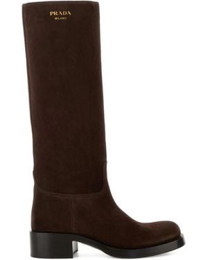 Prada Stiefeletten Aus Wildleder - Braun