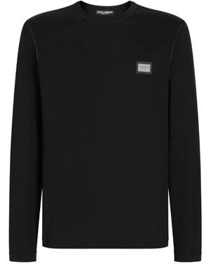 Dolce & Gabbana Logo-Tag Long-Sleeve T-Shirt - Black