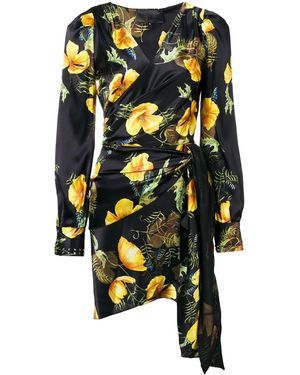 Philipp Plein Floral Printed Wrap Dress - Black