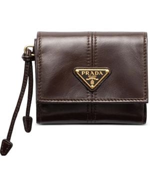 Prada Small Snap-Closure Leather Wallet - Grey