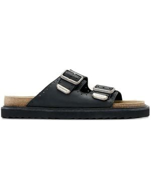 AllSaints Perforated Buckle-Fastening Slides - Black