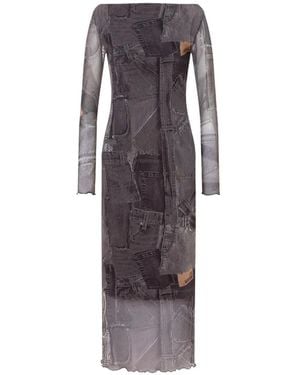 Love Moschino Printed Mesh Dress - Grey