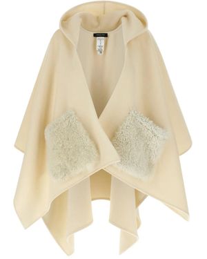 Fabiana Filippi Hooded Shearling-Pocket Cape - Natural