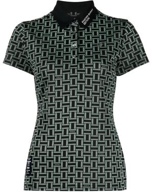 MASTER BUNNY EDITION Houndstooth-Patterned Logo-Patch Polo Shirt - Black