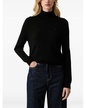 Trussardi Pull Golf À Col Roulé Et Logo Brodé - Black
