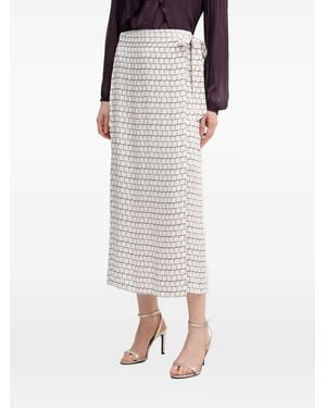 MARC AUREL Geometric-Print Wrap Midi Skirt - Natural