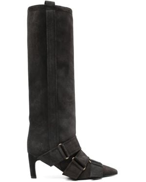 Lella Baldi Buckled Knee-High Boots - Black