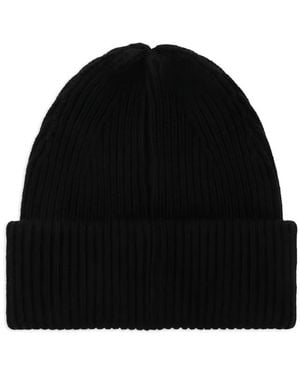 Almada Label Ribbed Beanie Hat - Black