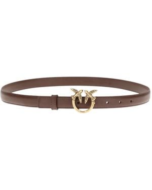 Pinko Love Birds Thin Leather Belt 2Cm - White