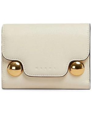 Marni Trunkaroo Tri-Fold Leather Wallet - White