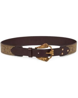 Etro Leather Belt With Animal Buckle - Brown
