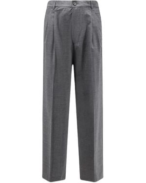 Amaranto Pleated Straight-Leg Pants - Gray