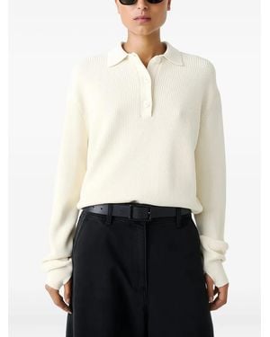Studio Nicholson Ribbed Polo Top - White
