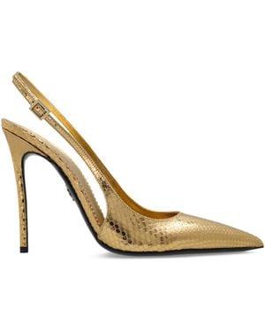 DSquared² Metallic Snakeskin Slingback Court Shoes