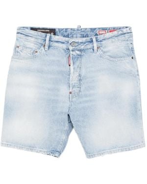 DSquared² Light Diagonale Wash Marine Shorts - Blue