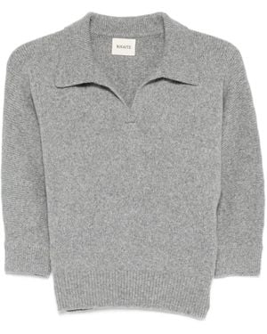 KHAITE Polo-Neck Cashmere Jumper - Grey