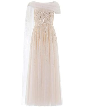 Needle & Thread Moonlight Sequin Draped Gown - White
