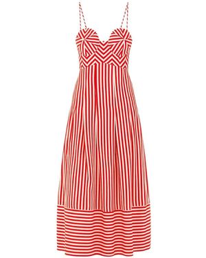 FARM Rio Striped Midi Dress - Red