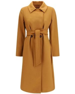 Max Mara Belted Wool Coat - Metallic